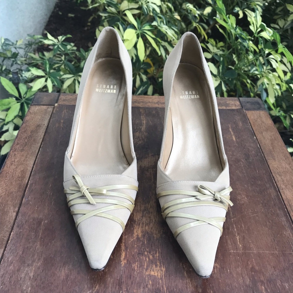 Stuart Weitzman Tan Fabric Tie detail Shoes